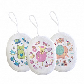 Мочалка с махрой, от 0 мес., поролон, хлопок (Lubby, 5525/144/12)